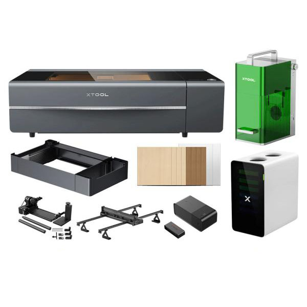 xTool P2S 55 W Class 4 EU Desktop-CO2-Laser Cutter + F1 Business Duo