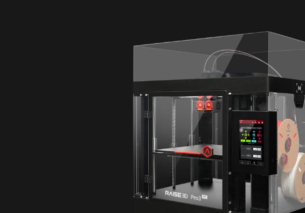 Raise3D Pro3 HS vor dunkelgrauem Hintergrund Raise3D Pro3 HS vor dunkelgrauem Hintergrund