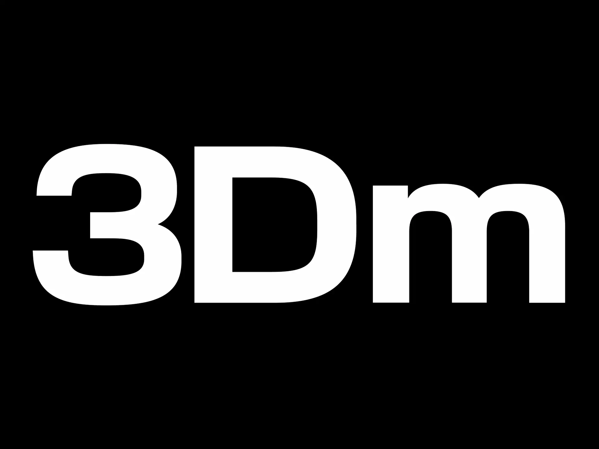 schwarz/weißes 3Dmensionals Logo in Kurzform 3Dm