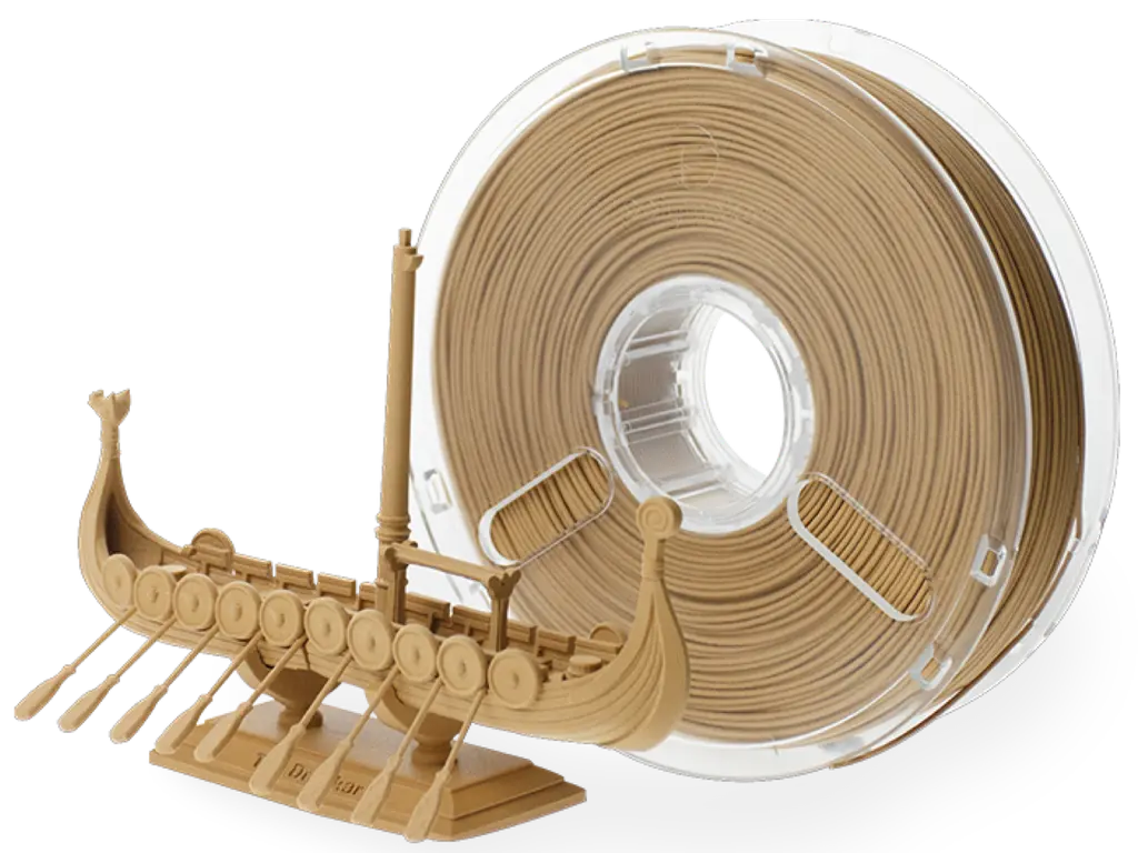 3D gedrucktes Wikingerschiff aus Holzähnlichem Filament