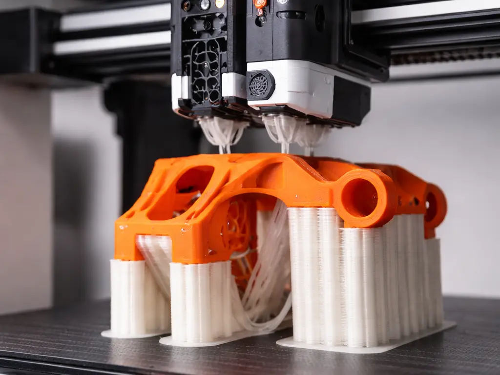 3D Drucker druckt Objekt mit Supports
