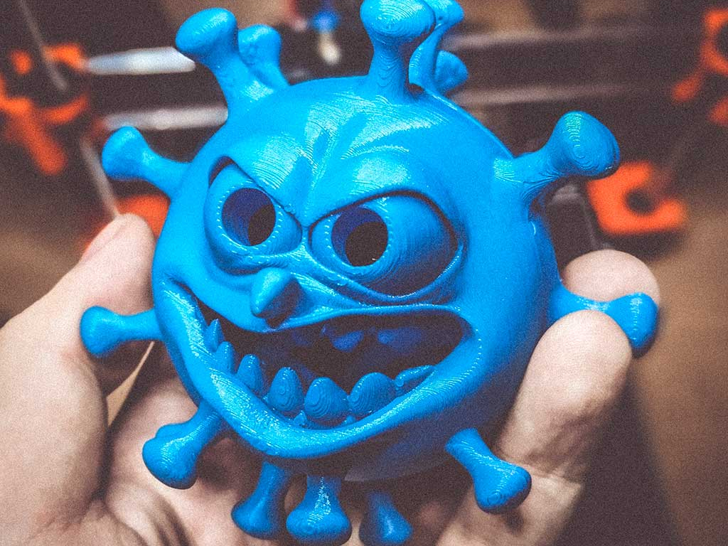 Blaues Virus 3d Modell aus EasyFil PLA