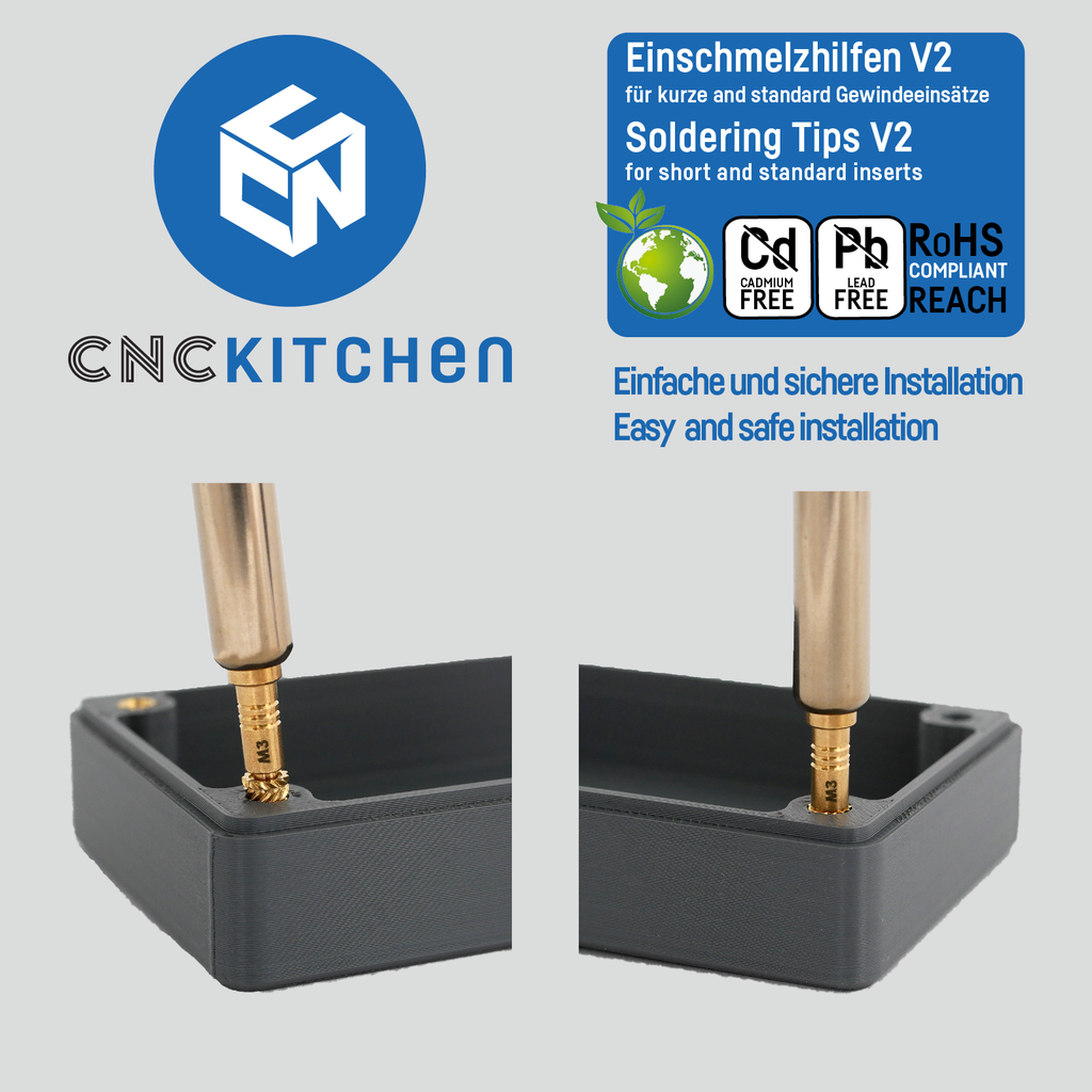 CNC Kitchen Lötspitzen V2 (Einschmelzhilfen für Gewinde-Einsätze)