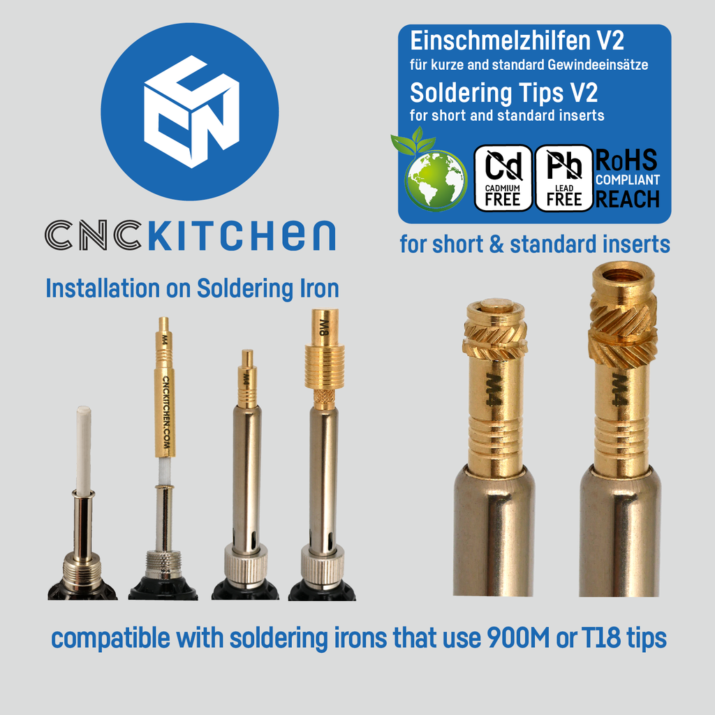 CNC Kitchen Lötspitzen V2 (Einschmelzhilfen für Gewinde-Einsätze)